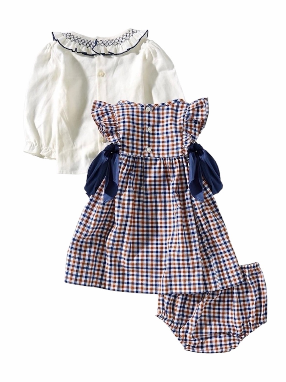 NWT Edgehill Collection Baby Girls Plaid Long Sleeve Side-Bow Dress Sz 12M